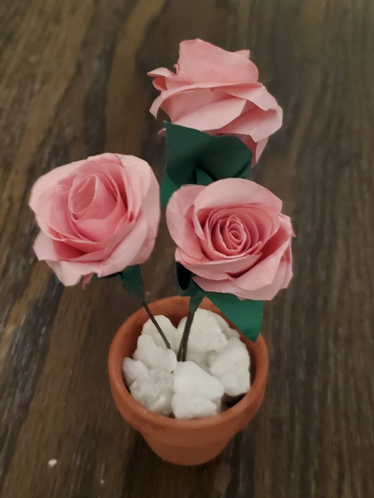 Tiny Paper Roses in Pot